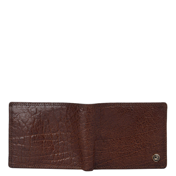 Cognac Elephant Pattern Bifold Wallet With Flap