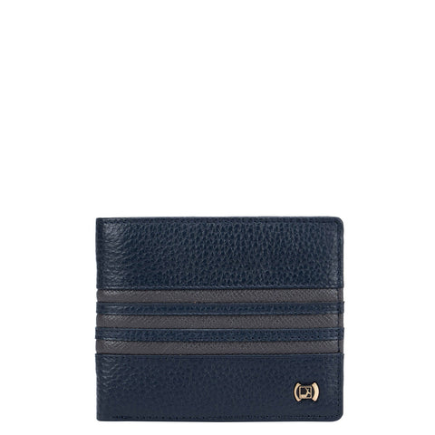Wax Leather Mens Wallet - Navy & Grey