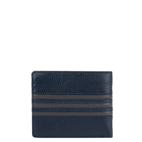 Wax Leather Mens Wallet - Navy & Grey