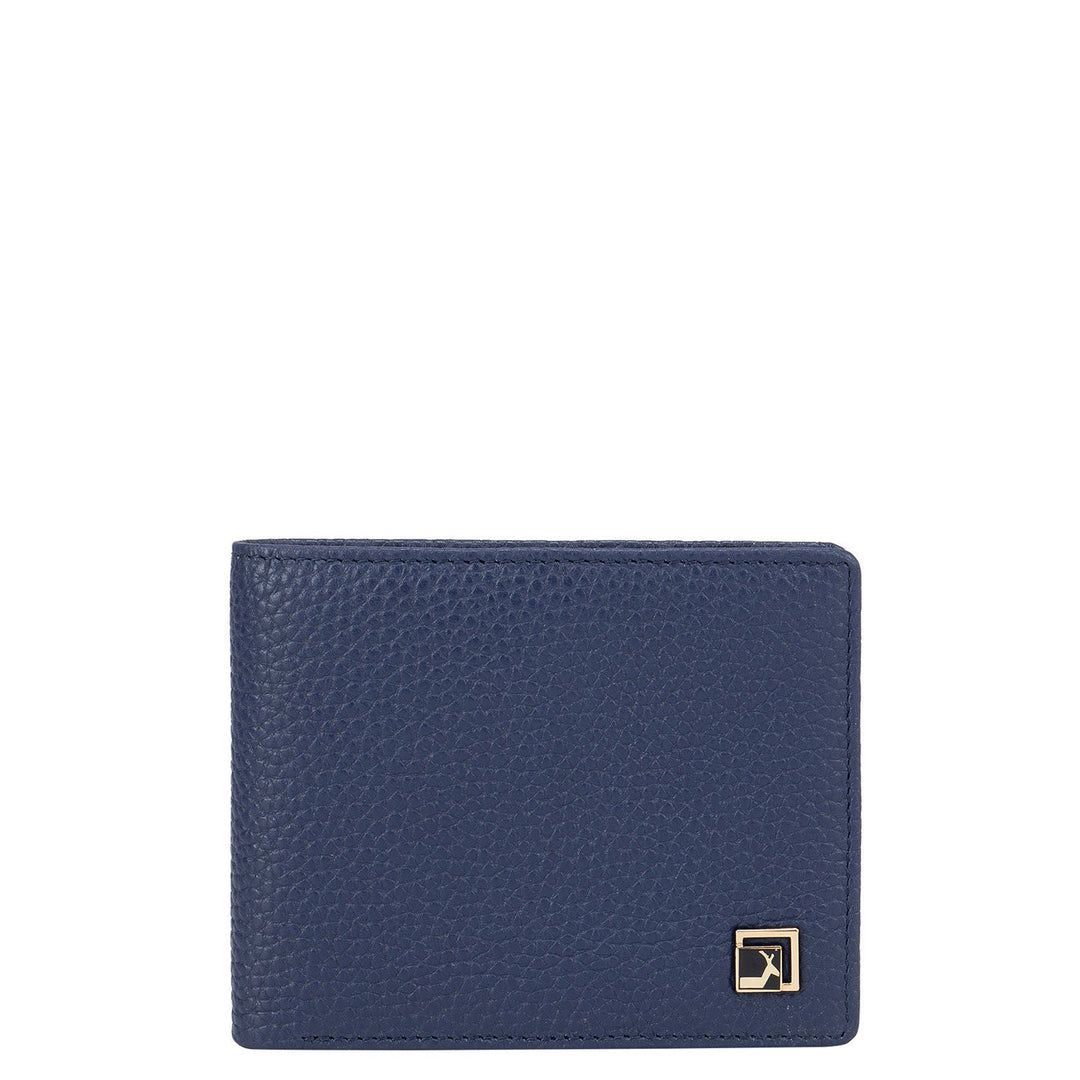 Blue Wax Bifold Wallet With Flap