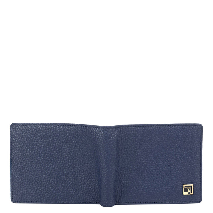 Blue Wax Bifold Wallet With Flap