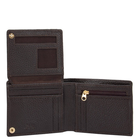 Wax Punch Leather Mens Wallet - Chocolate