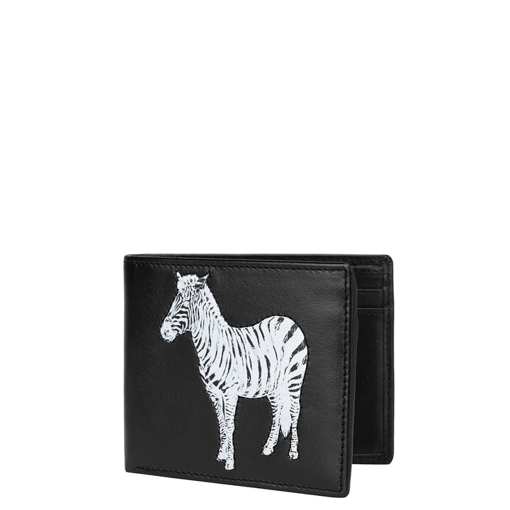 Plain Leather Mens Wallet - Black & White