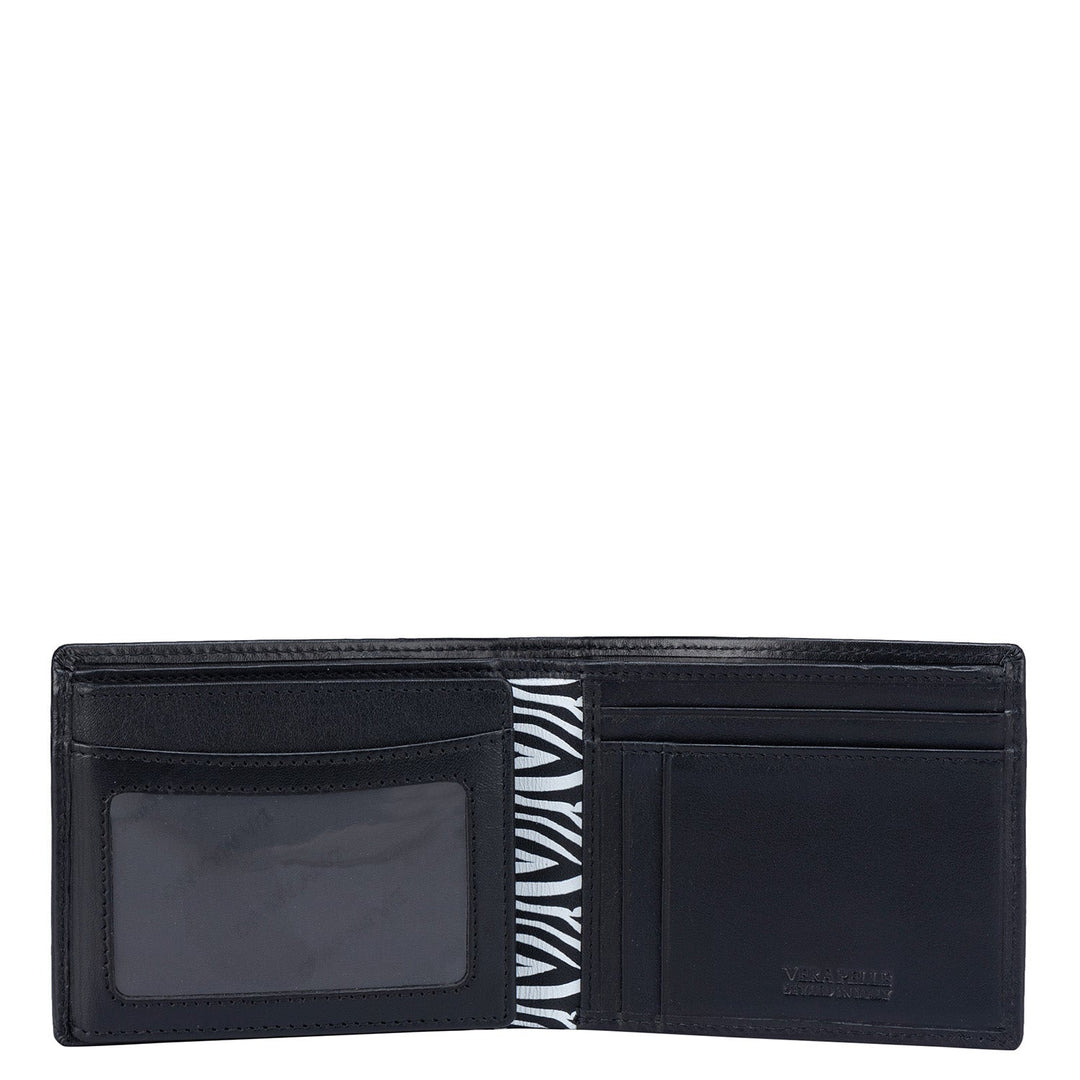 Plain Leather Mens Wallet - Black & White