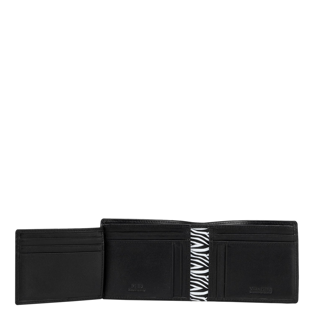 Plain Leather Mens Wallet - Black & White