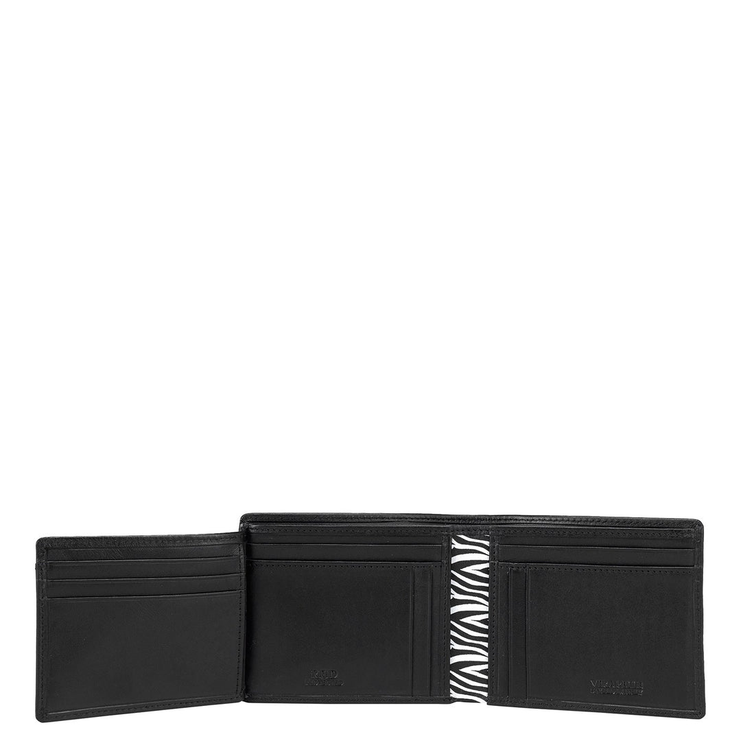 Plain Leather Mens Wallet - Black & White