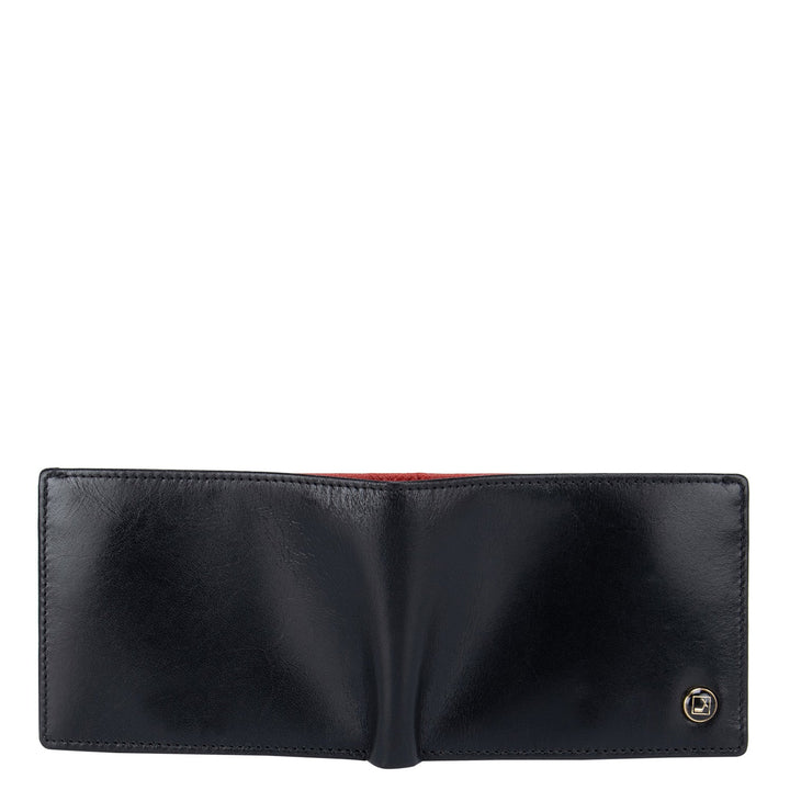 Plain Leather Mens Wallet - Black & Tomato