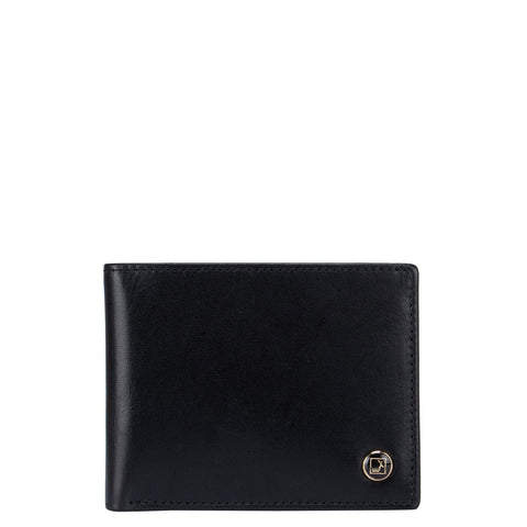 Plain Leather Mens Wallet - Black & Orange