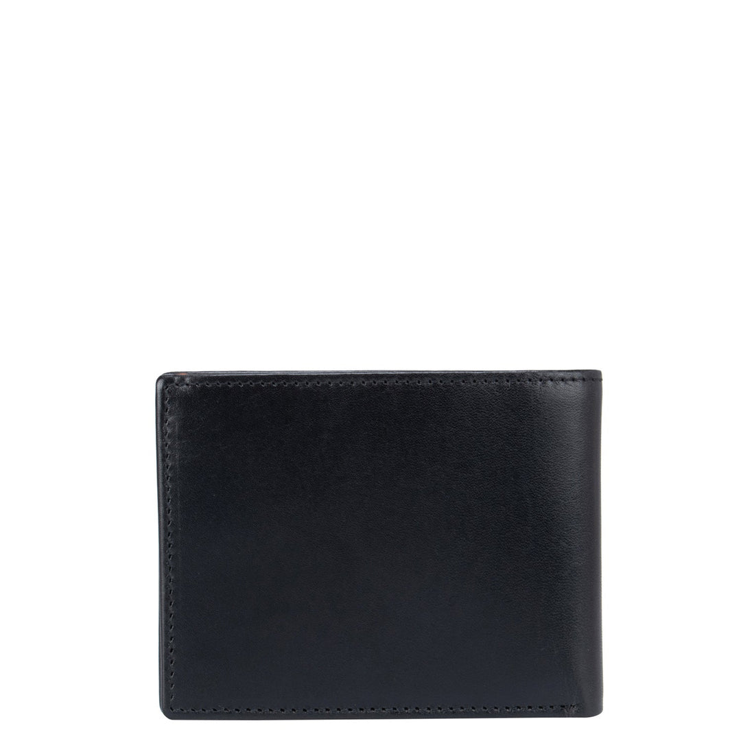 Plain Leather Mens Wallet - Black & Orange