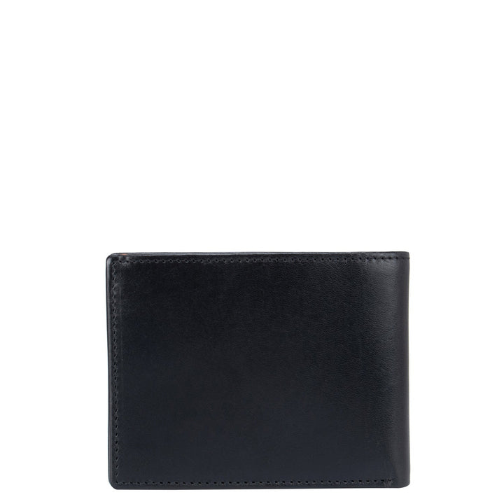 Plain Leather Mens Wallet - Black & Orange