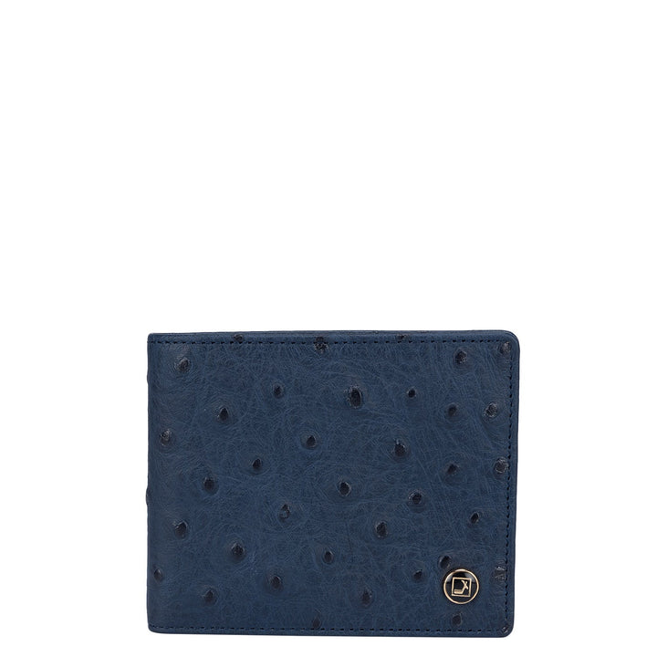 Ostrich Leather Mens Wallet - Navy Blue