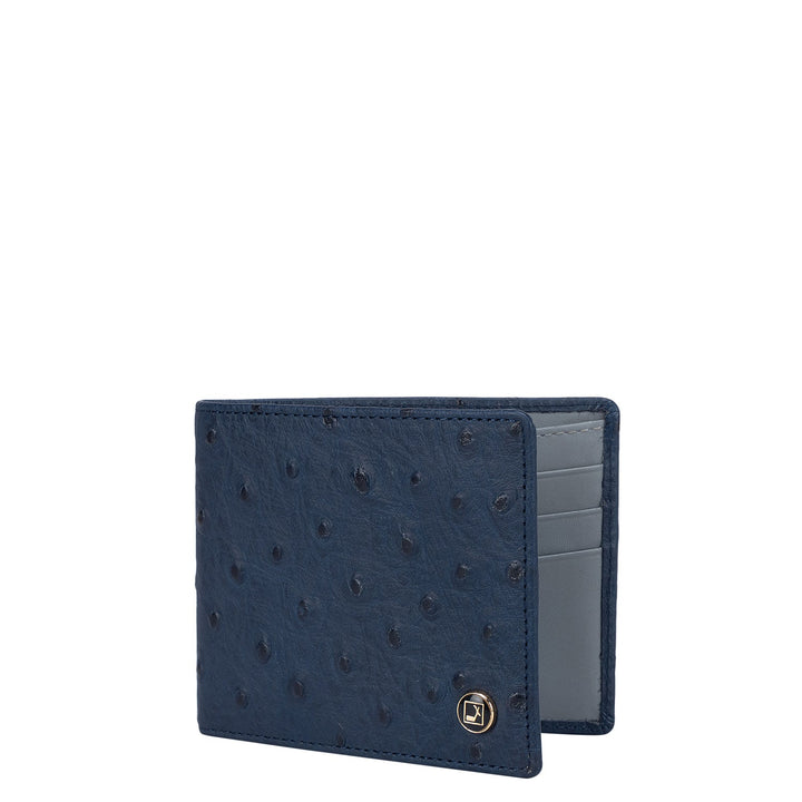 Ostrich Leather Mens Wallet - Navy Blue