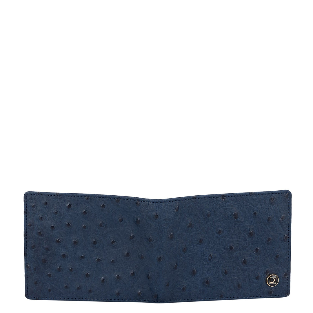 Ostrich Leather Mens Wallet - Navy Blue