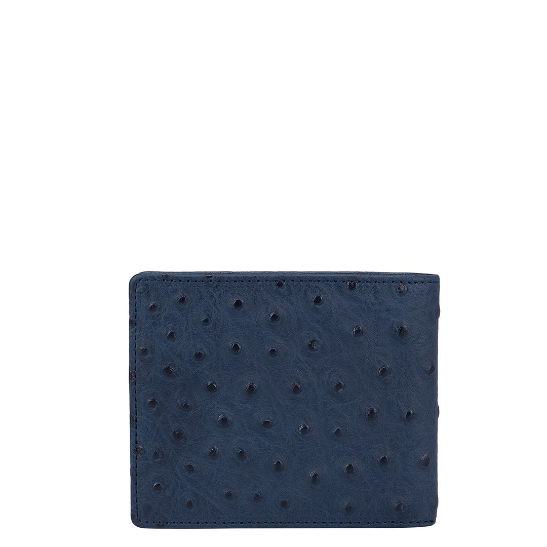 Ostrich Leather Mens Wallet - Navy Blue