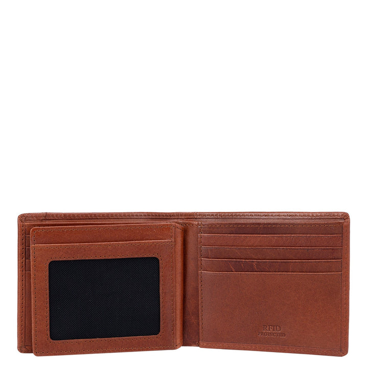 Plain Leather Mens Wallet - Cognac