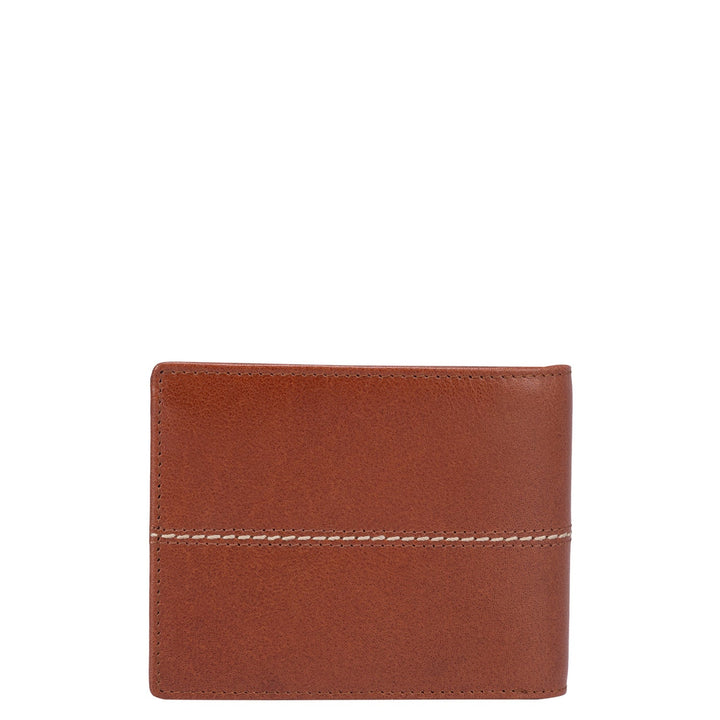 Plain Leather Mens Wallet - Cognac