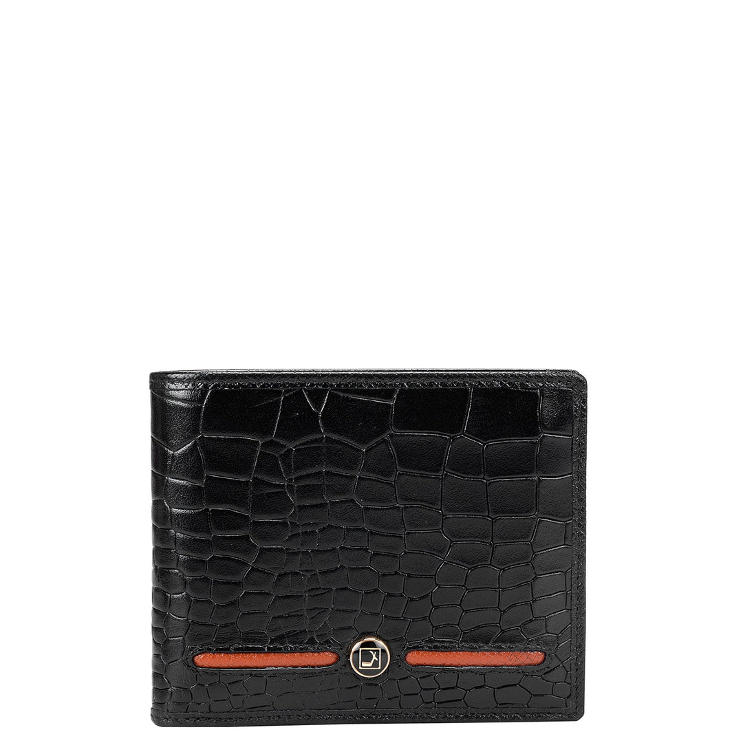 Croco Leather Mens Wallet - Black