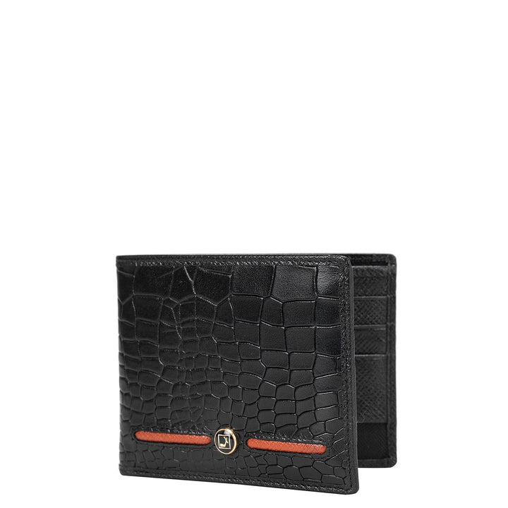 Croco Leather Mens Wallet - Black