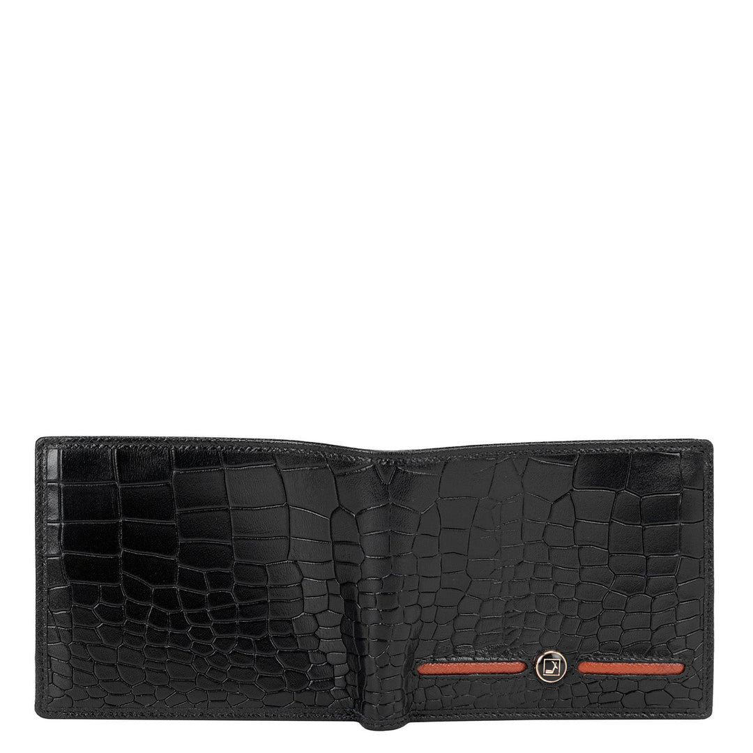 Croco Leather Mens Wallet - Black