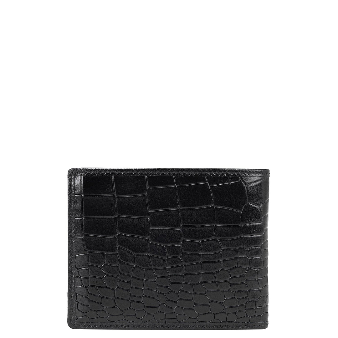 Croco Leather Mens Wallet - Black