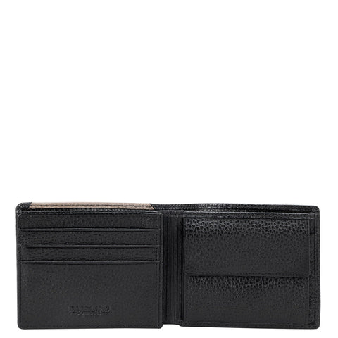 Wax Leather Mens Wallet - Black & Taupe