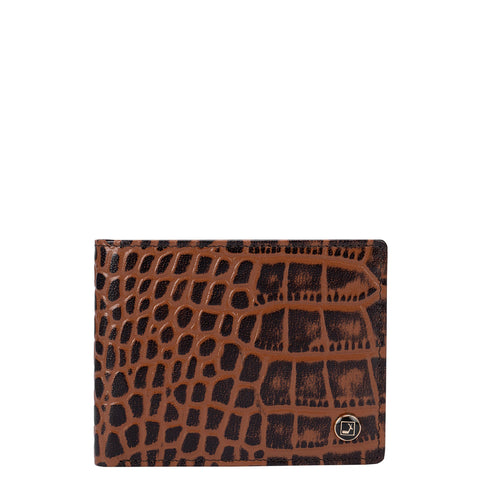 Croco Leather Mens Wallet - Brown