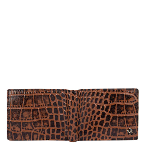 Croco Leather Mens Wallet - Brown