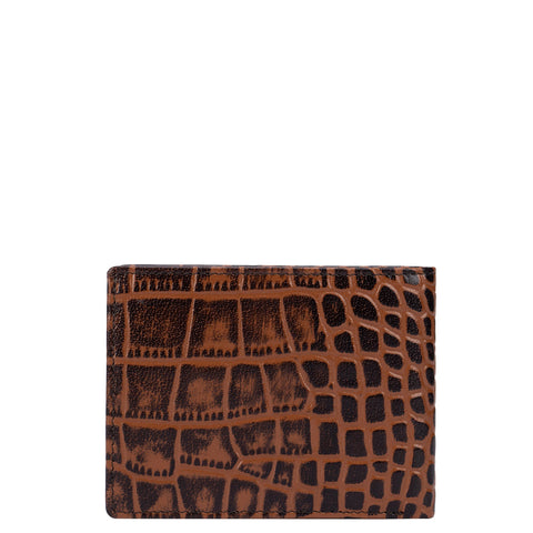 Croco Leather Mens Wallet - Brown