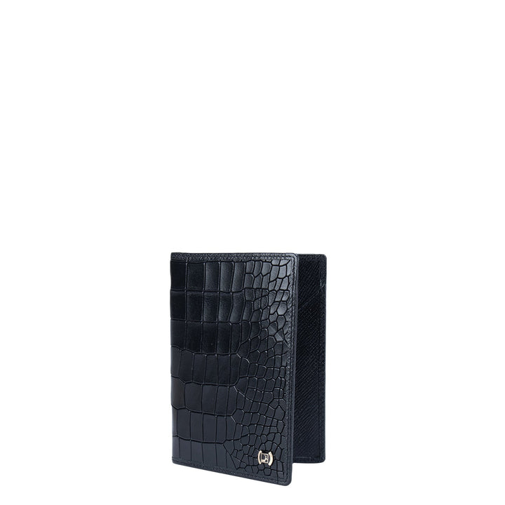 Black Croco Textured Passport Case