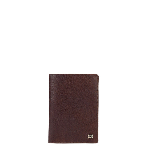 Elephant Pattern Leather Passport Case - Cognac