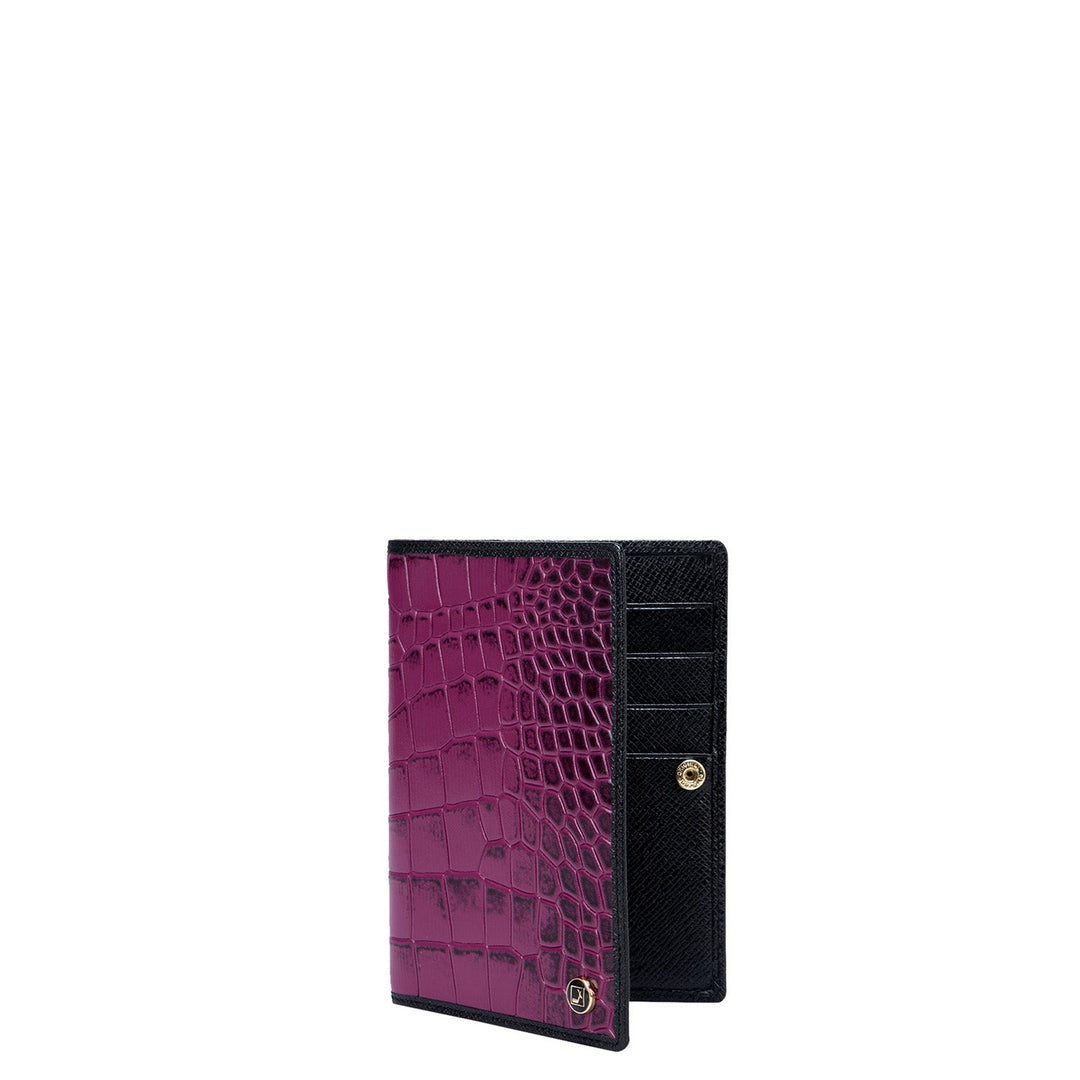 Croco Leather Passport Case - Orchid