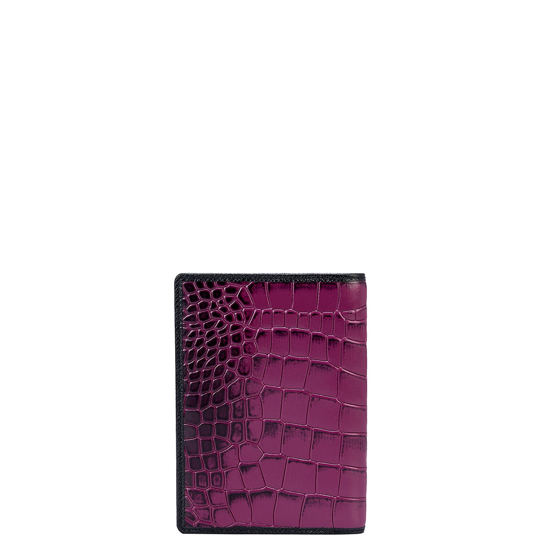 Croco Leather Passport Case - Orchid