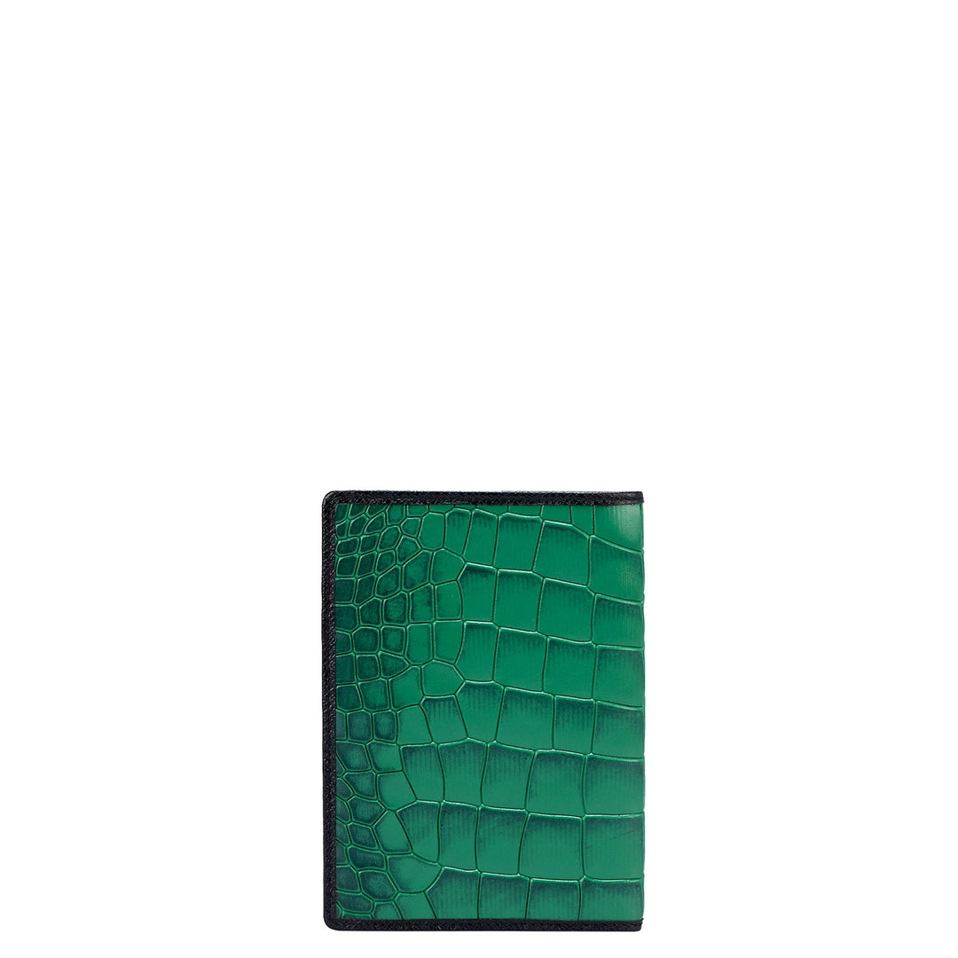 Croco Leather Passport Case - Sea Weed