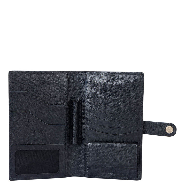 Croco Leather Passport Case - Black