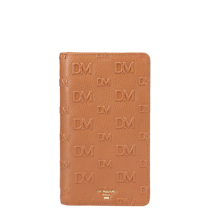 Monogram Wax Leather Passport Case - Caramel