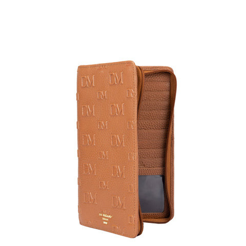Monogram Wax Leather Passport Case - Caramel
