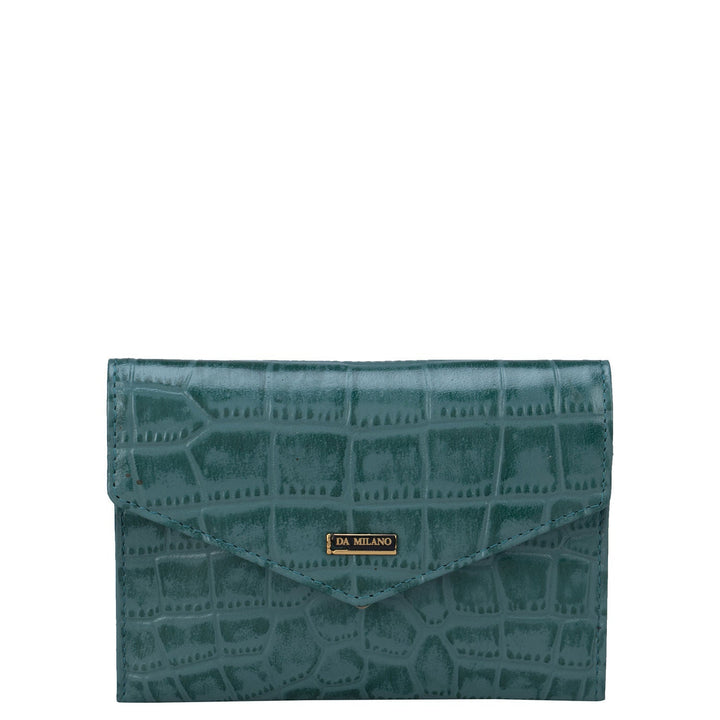 Green Croco Effect Passport Case With Flap
