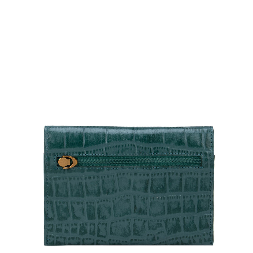 Green Croco Effect Passport Case With Flap