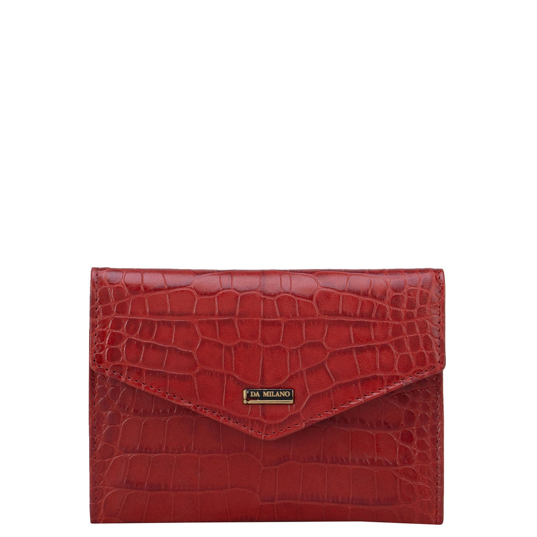 Red Croco Effect Passport Case With Flap