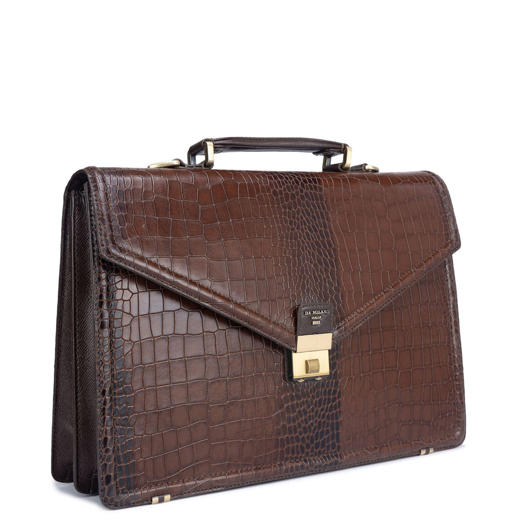 Brown Croco Textured Port Folio