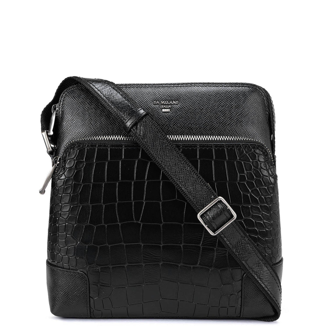 Croco Franzy Leather Men Sling - Black