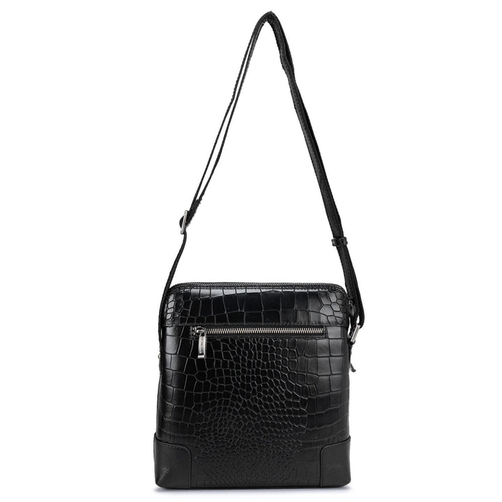 Croco Franzy Leather Men Sling - Black