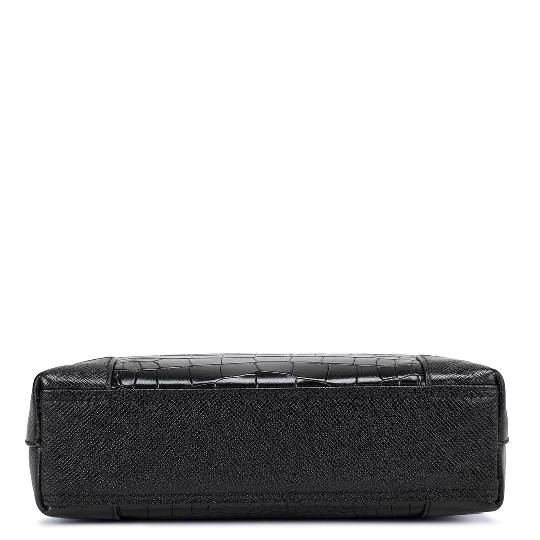 Croco Franzy Leather Men Sling - Black