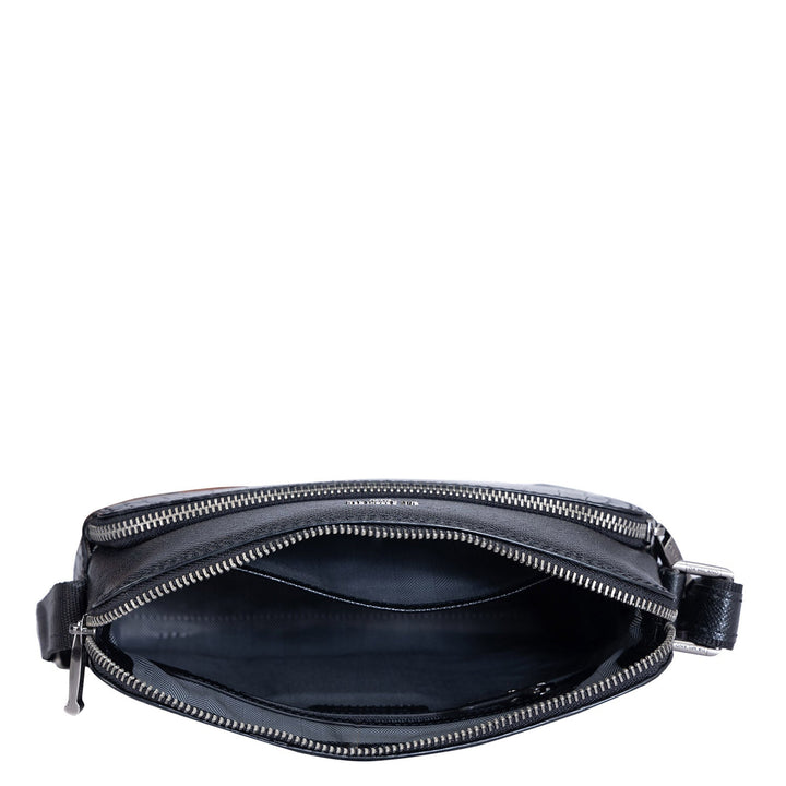 Croco Franzy Leather Men Sling - Black