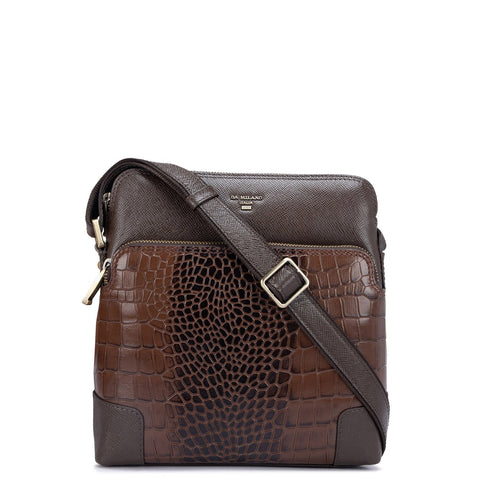Croco Franzy Leather Men sling - Brown