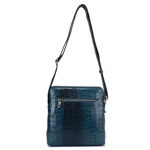 Croco Franzy Leather Men Sling - Ocean