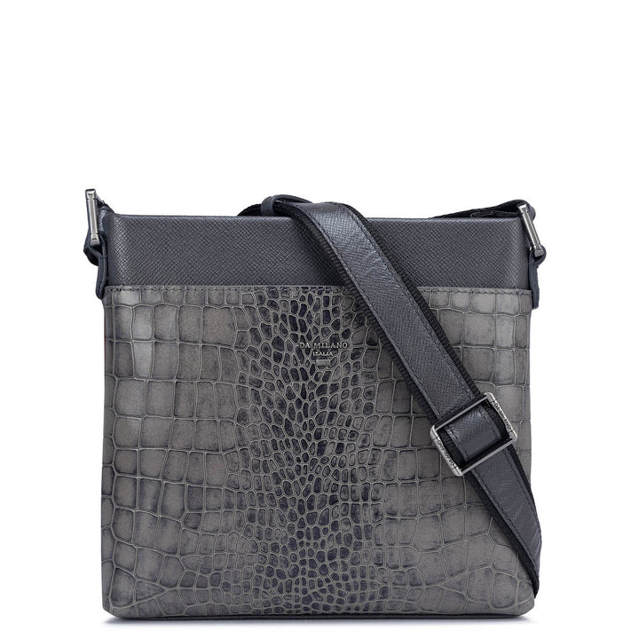 Croco Leather Men Sling - Grey