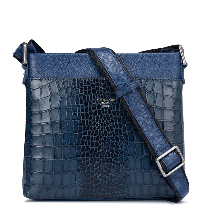 Croco Leather Men Sling - Navy