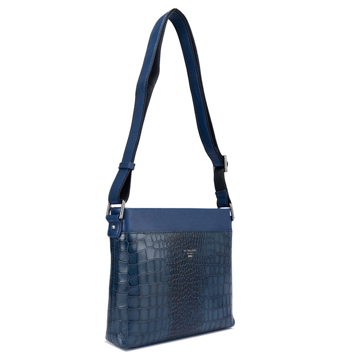 Croco Leather Men Sling - Navy