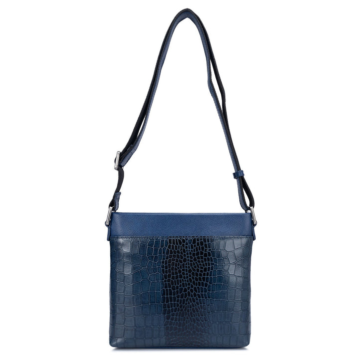 Croco Leather Men Sling - Navy